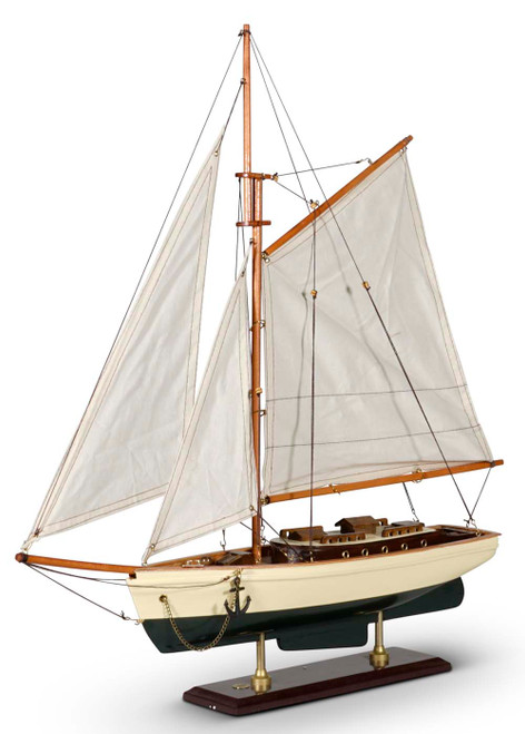 1930s Classic Yacht Small Wooden Model Sailboat