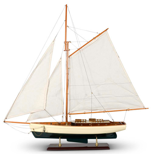 1930s Classic Yacht Large Wooden Model Sailboat Decor