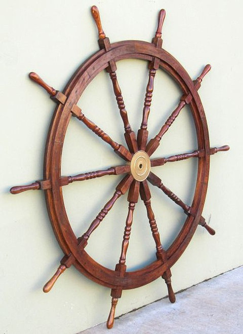 Teak Wooden Boat Ships Wheel Nautical Decor