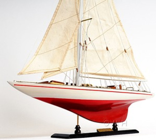 Endeavour America's Cup Painted Wooden Model Sailboat 