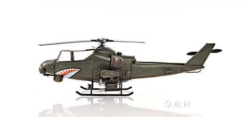 Bell AH-1 Cobra Snake Metal Desk Top Model 13" Attack Helicopter Aircraft Decor 