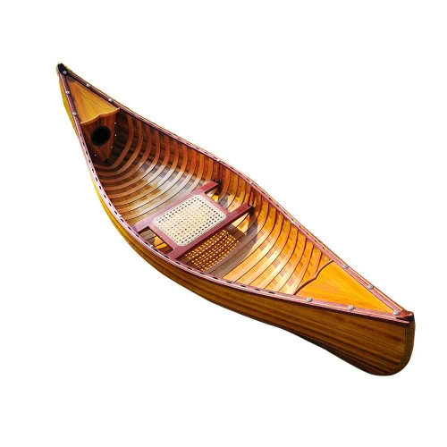 Display Cedar Wood Strip Canoe Wooden Model Boat