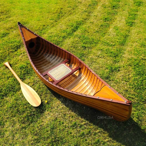 Display Cedar Wood Strip Canoe Wooden Model Boat