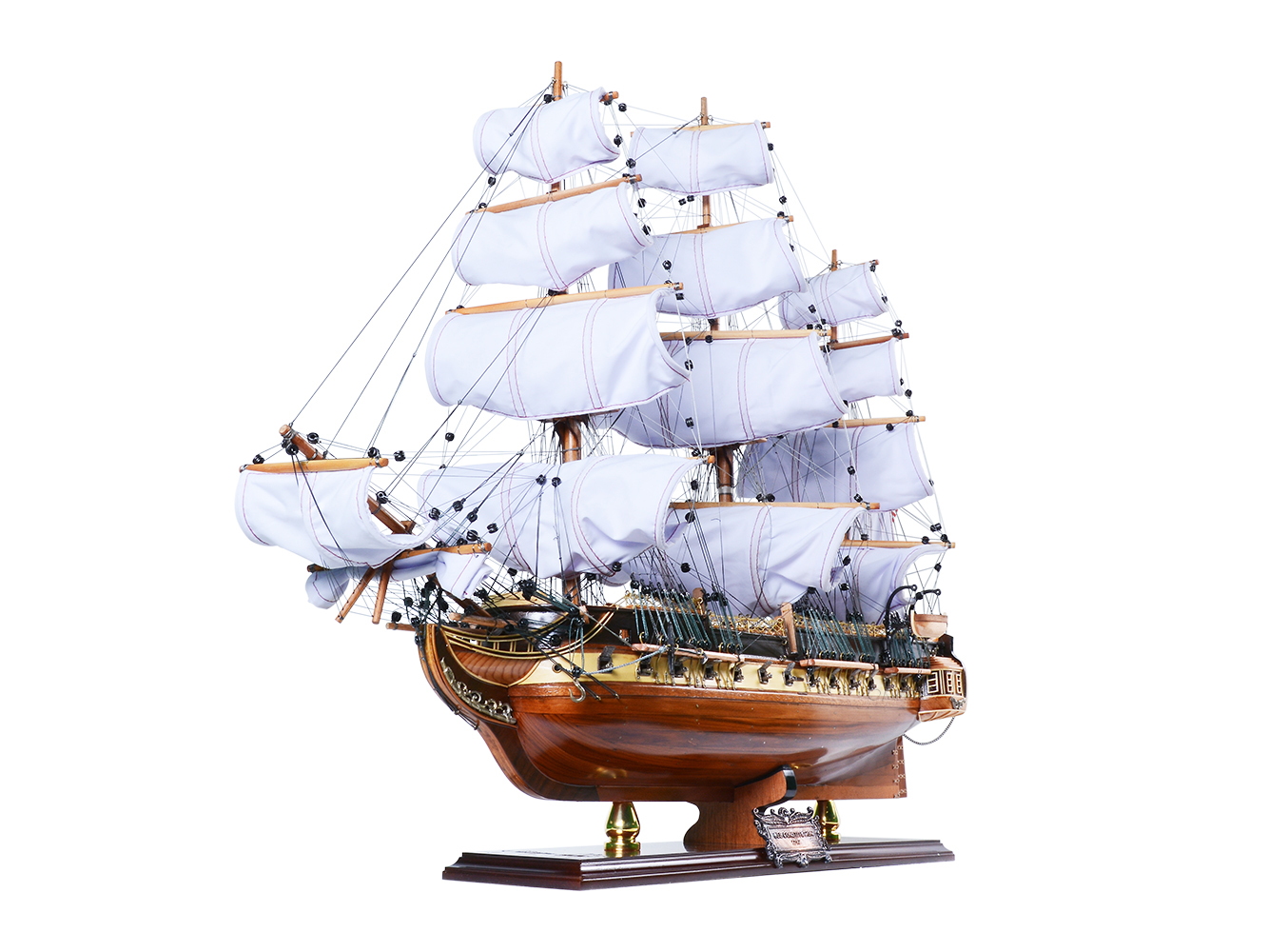 USS Constitution Full Blowing Sails Wood Model 29