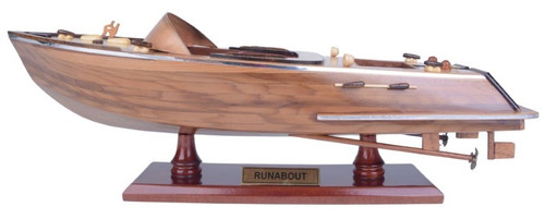 Handcrafted Classic Runabout Speed Boat Wood Model 15.7