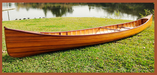 cedar strip built canoe wooden boat 16' with ribs