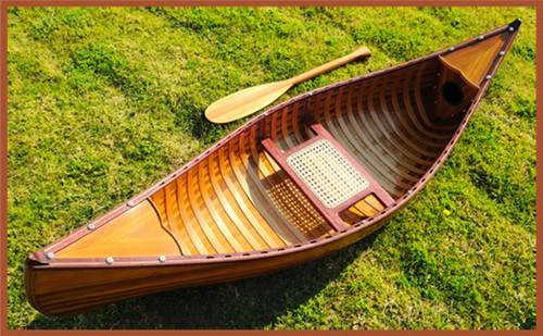 display cedar wood strip canoe 6' wooden model boat w