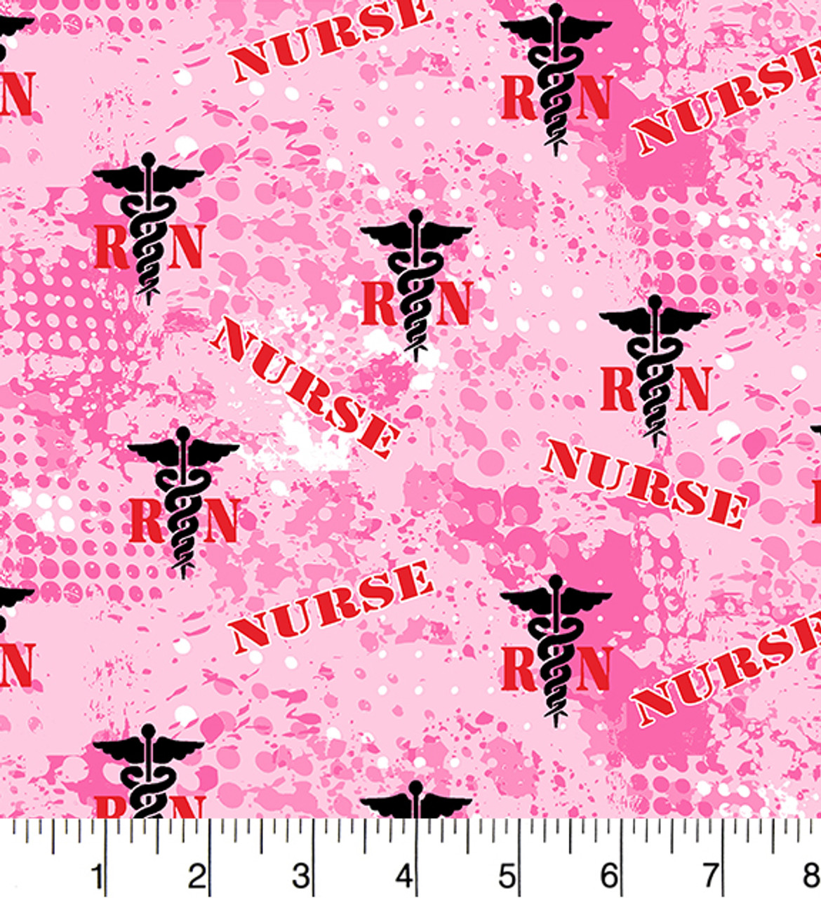 Nurse Cotton Fabric  Abstract Pink Nurses RN Quilting Cotton