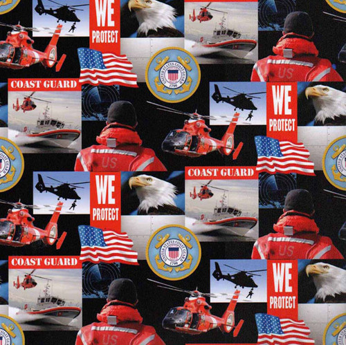 U.S. Coast Guard Cotton Fabric Geometric Design U.S. Coast Guard Cotton Fabric Geometric Design