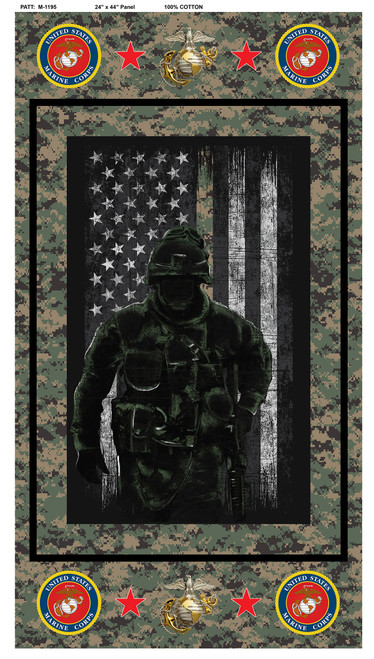 United States Marines Cotton Panel-100% Cotton-Sold by the Panel United States Marines Cotton Panel-100% Cotton-Sold by the Panel