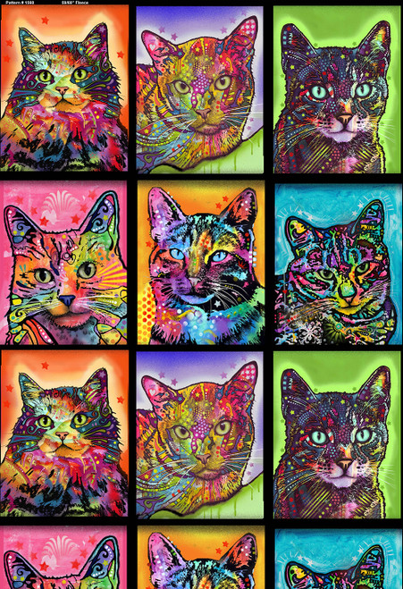 Crazy for Cats Fleece Fabric with Warhol Design--Sold by the Yard