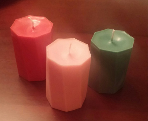 (3) Octagon Spiral Pillar Candles (Scent H)