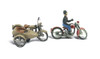 Woodland Scenics D228 HO Scale Motorcycles and Sidecar