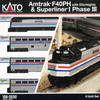 Kato 106-3530 N Scale Amtrak Phase III F40PH & Superliner 4-Unit Train Set DC