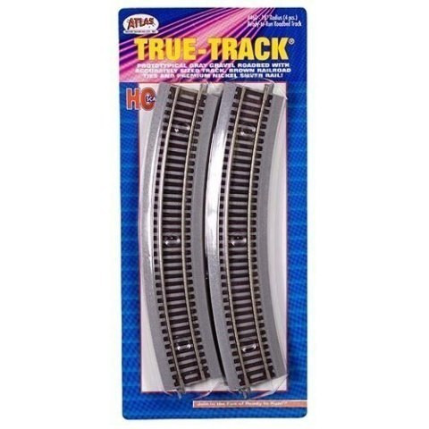 Atlas HO Scale TrueTrack w/ Roadbed 18" Radius Curve 4Pack Model Train Track Crazy Model Trains