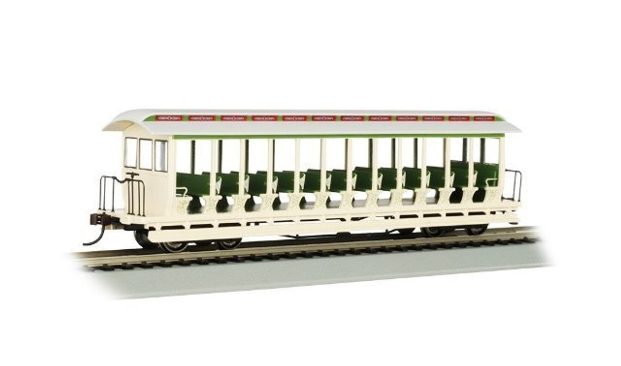 Bachmann 19344 HO Amusemnt Pk Cream/Grn Jackson Sharp Open-Sided Excursion  Car