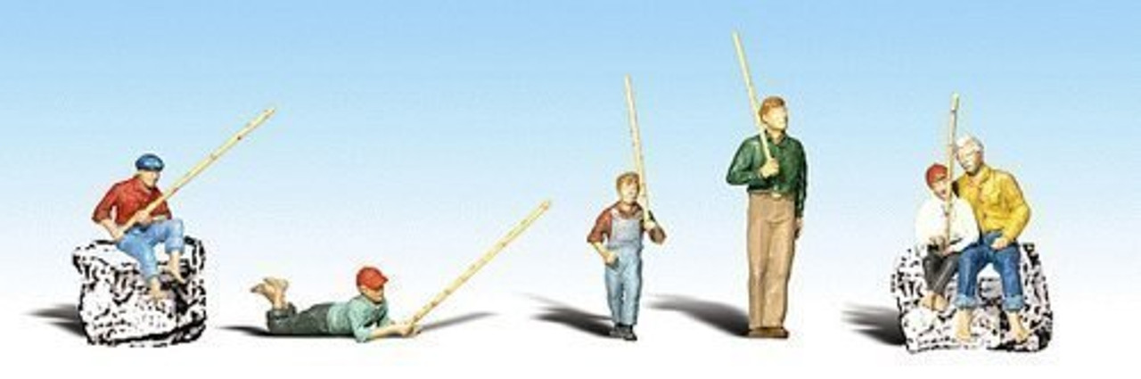 Woodland Scenics HO Scale Scenic Accents Figures/People Set Gone Fishing  (6) - Crazy Model Trains