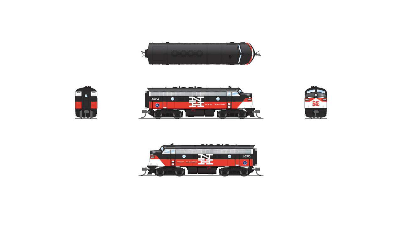 Broadway Limited 9248 N Scale F7 A-Unit New Haven #6690 DCC