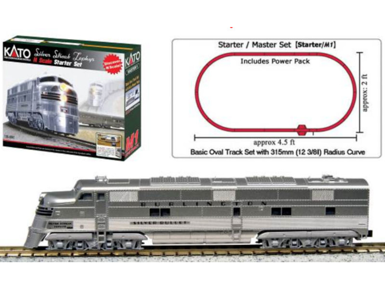 Kato 106-0041 N Scale Chicago Burlington/Quincy Silver
