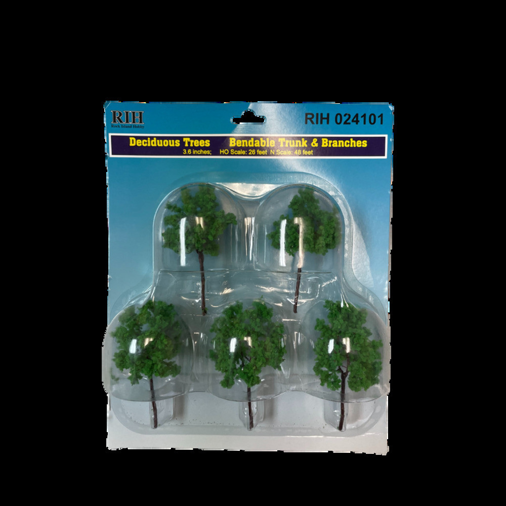 Rock Island Hobby 024101 HO/N Scale 3.6" Deciduous Trees (Pack of 5