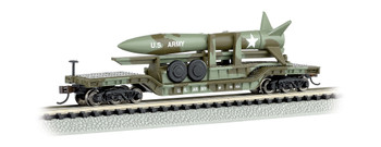 Bachmann 71396 N Scale U.S. Army 52' Center-Depressed Flat Car with Missile