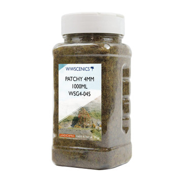 WWScenics WSG4-045 All Scale 4mm Patchy Static Grass 1000ml Canister