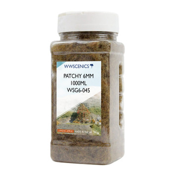WWScenics WSG6-045 All Scale 6mm Patchy Static Grass 1000ml Canister