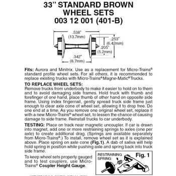 Micro-Trains 00312001 N Scale 33" Standard Brown Wheel Sets 48 Axles