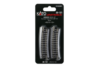 Kato 20-121 N Scale Unitrack 315mm (12 3/8") Radius 15-Degree Curve Track (4)