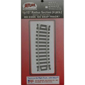 Atlas Code 83 Snap-Track Für HO – 1/2-18" Radius, 4 Teile, Nickel-Silber