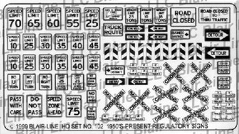 Blair Line LLC 102 HO Scale Regulatory Signs No. 1