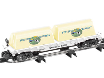 Lionel 48569 S Boston & Maine Buttermilk Bay Creamery Flatcar W/Milk Containers