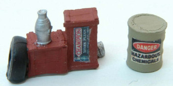 JL Innovative 438 HO Scale Custom Gas Station Junk Pile w/Hazardous Barrel #1