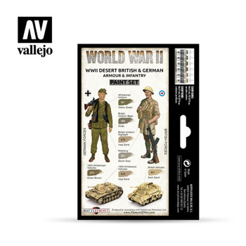 Vallejo 70208 WWII Desert British & German Armour & Infantry (Set of 6) 17 ml Bottles