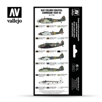 Vallejo 71148 RAF colors Coastal Command 1939-1945 (Set of 8) 17 ml Bottles