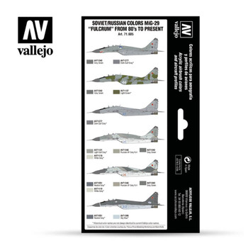 Vallejo 71605 Soviet/Russian colors MiG-29 ?Fulcrum? from 80?s to present (8 PK)