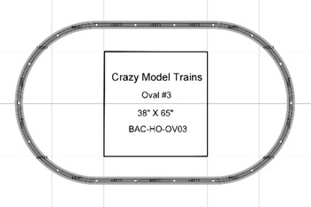 Bachmann E-Z Track HO Scale Oval #03 Basic Train Track Set - 38" X  65"