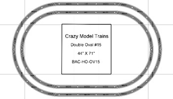 Bachmann E-Z Track HO Scale Double Oval #15 Basic Train Track Set - 44" X  71"