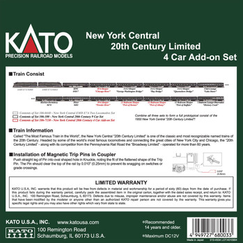 Kato 1067130 N Scale NYC 20TH CENTURY ADD-ON
