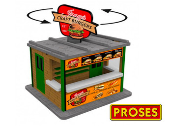 Bachmann 39122 O Scale Jimmy's Burger Stand With Light And Rotating Sign (Kit)