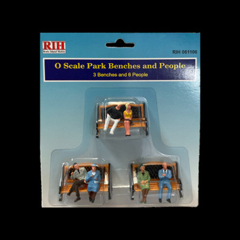 Rock Island Hobby RIH061106 O Scale 3 Park Benches and 6 People