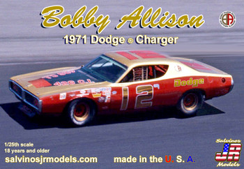 Salvinos JR Models BADC1971D 1/25 Bobby Allison 1971 Dodge Charger Flat Hood KIT