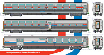 Kato 106-8004-1 N Amtrak Phase 3 Sleeper Sleeper Diner Baggage-Dorm w Lights (4)