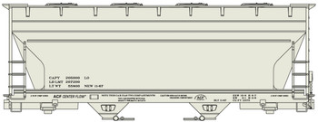 Accurail 2296 HO Scale ACF 2-Bay Covered Hopper Kit Data Only Gray
