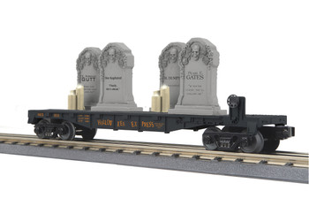 MTH O Gauge RailKing Halloween #1031 Lighted Flat Car New