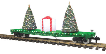 MTH G Gauge RailKing One Gauge Christmas #122524 Lighted Flat Car New