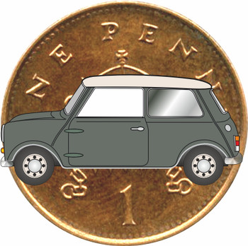 Oxford Diecast NMN009 N Tweed Grey-OEW Classic Mini - N scale 1:148 New
