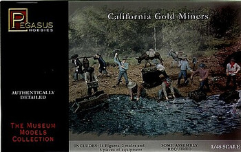 Pegasus 7007 1:48 California Gold Miners Plastic Model Figure Set Hobby Kit