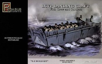 Pegasus 7650 1:72 LCVP Landing Craft with Soldiers Plastic Model Ship Kit