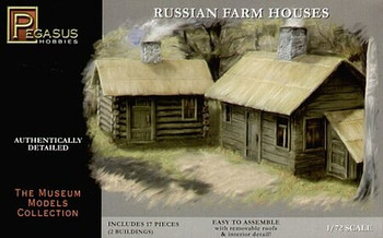 Pegasus 7702 1:72 Russian Farm Houses Plastic Model Diorama Building Kit Set